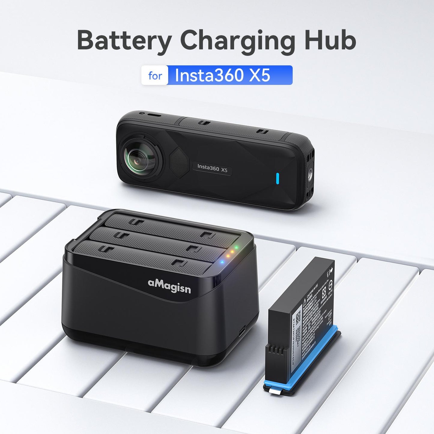 For Insta360 X5 Camera AMagisn Battery Charger Fast Charging Station For 3 Batteries Simultaneously