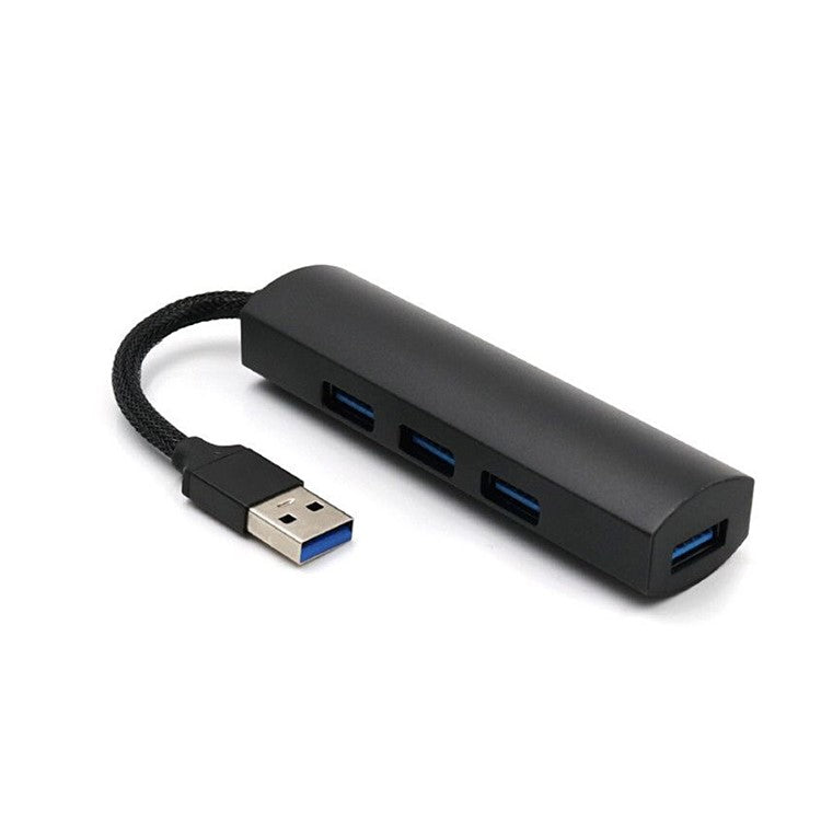T-552 4Ports USB3.0 Hub Aluminium Alloy Expander Adapter High Speed Transmission Data Sync Convertor Compatible with Mouse/Keyboard/Mobile Hard Disk - Black