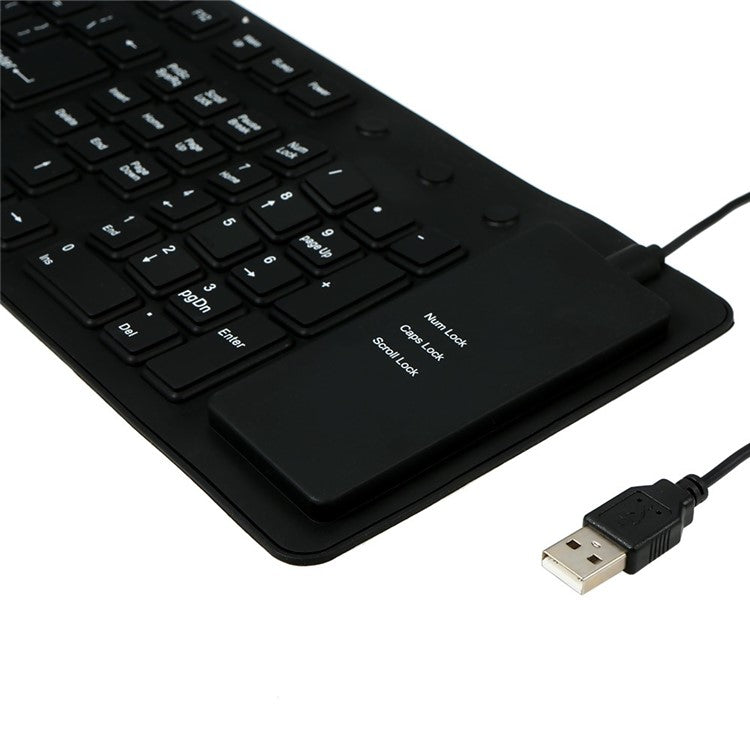 108 Keys USB Silicone Foldable Keyboard Waterproof Dustproof USB Silent Keys - Black