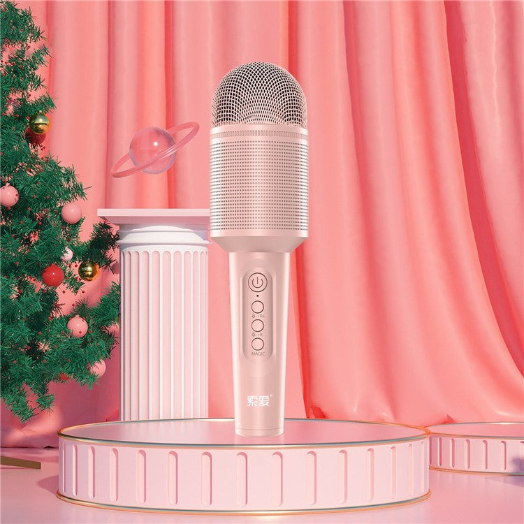 SOAIY MC8 Wireless Karaoke Microphone Bluetooth Speaker Handheld Singing Recording Mic - Green