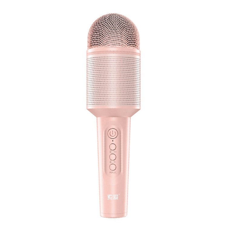 SOAIY MC8 Wireless Karaoke Microphone Bluetooth Speaker Handheld Singing Recording Mic - Pink