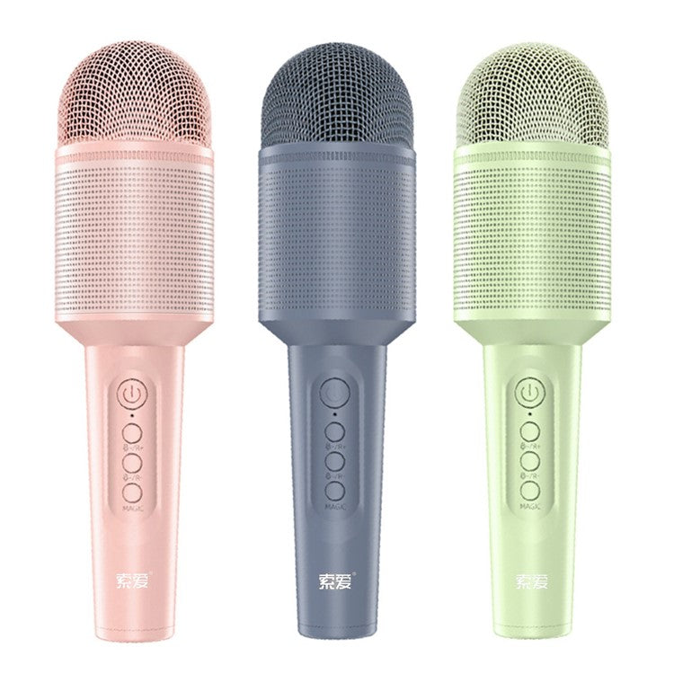 SOAIY MC8 Wireless Karaoke Microphone Bluetooth Speaker Handheld Singing Recording Mic - Pink