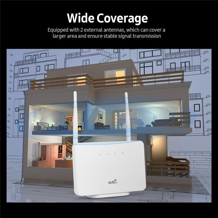 4G Wireless Router LTE CPE Router 300Mbps Router with SIM Card Slot European Version - UK Plug