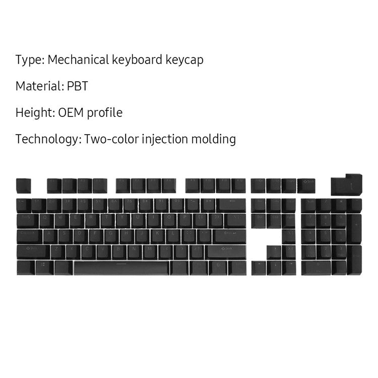 For Mechanical Keyboard 104 Keys Injection Molding PBT Keycap Set - White