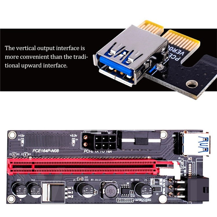 009S 60cm USB 3.0 PCI-E Graphics Graphics Card Extension Cord Adapter Cable PCI-E Riser Powered Adapter Card - White