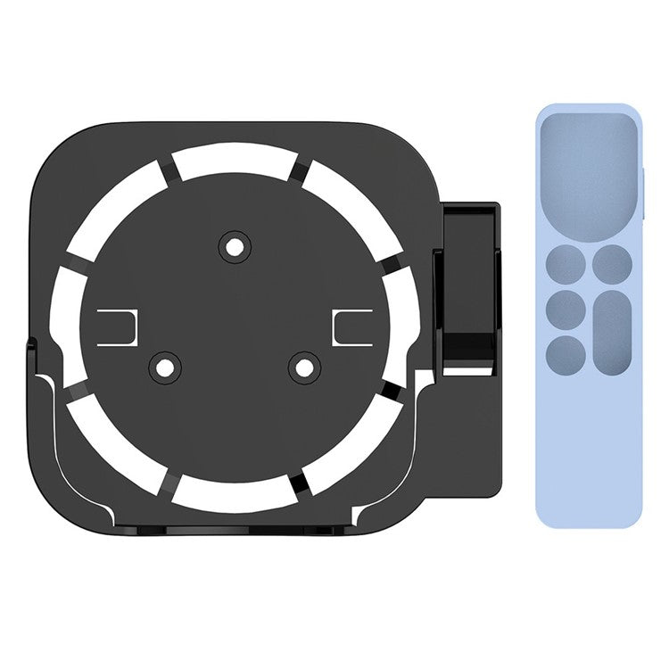 For Apple TV2/3/4/5/6 Wall-mounted Set-top Box Stand with Remote Control Protective Case - Black+Blue