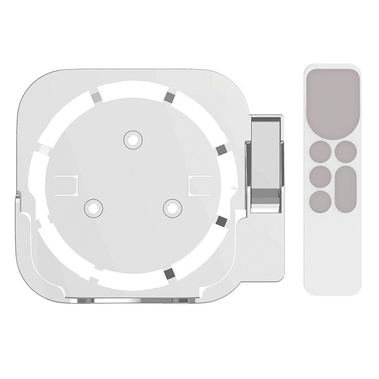 For Apple TV2/3/4/5/6 Wall-mounted Set-top Box Stand with Remote Control Protective Case - White+White