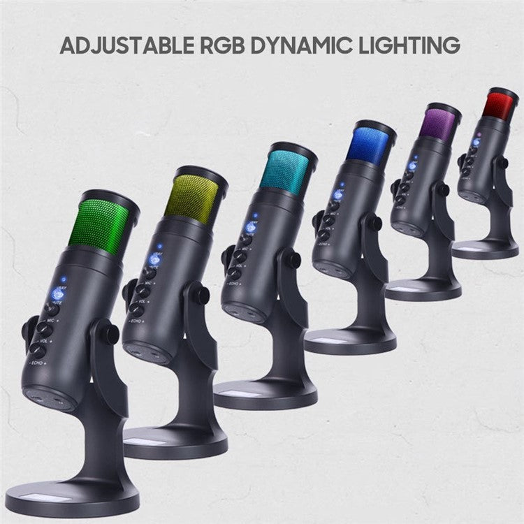 Desktop Mini Condenser Microphone RGB Microphone with Stand for Streaming Podcasting Instrument Recording