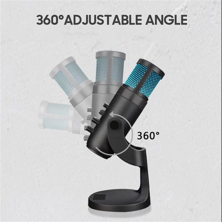 Desktop Mini Condenser Microphone RGB Microphone with Stand for Streaming Podcasting Instrument Recording