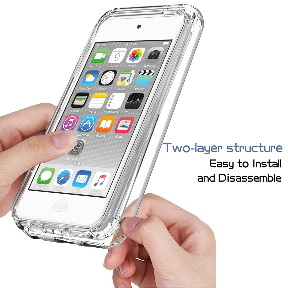 Transparent Hybrid Shockproof Phone Case Cover for iPod Touch 5/6/7, High Clarity Protective Back Cover