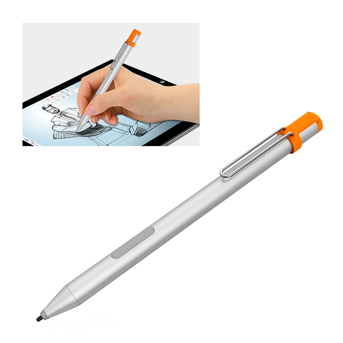 CHUWI HiPen H6 4096 Pressure Levels Sensitivity Metal Body Stylus Pen for Surpad /Ubook Pro / New UBOOK / New Hi10 X / Hi10 XR / Hi10 Go (WMC0436, WMC0273, WMC0372, WMC0374, WMC7273, WMC0409, WMC1410)(Silver)