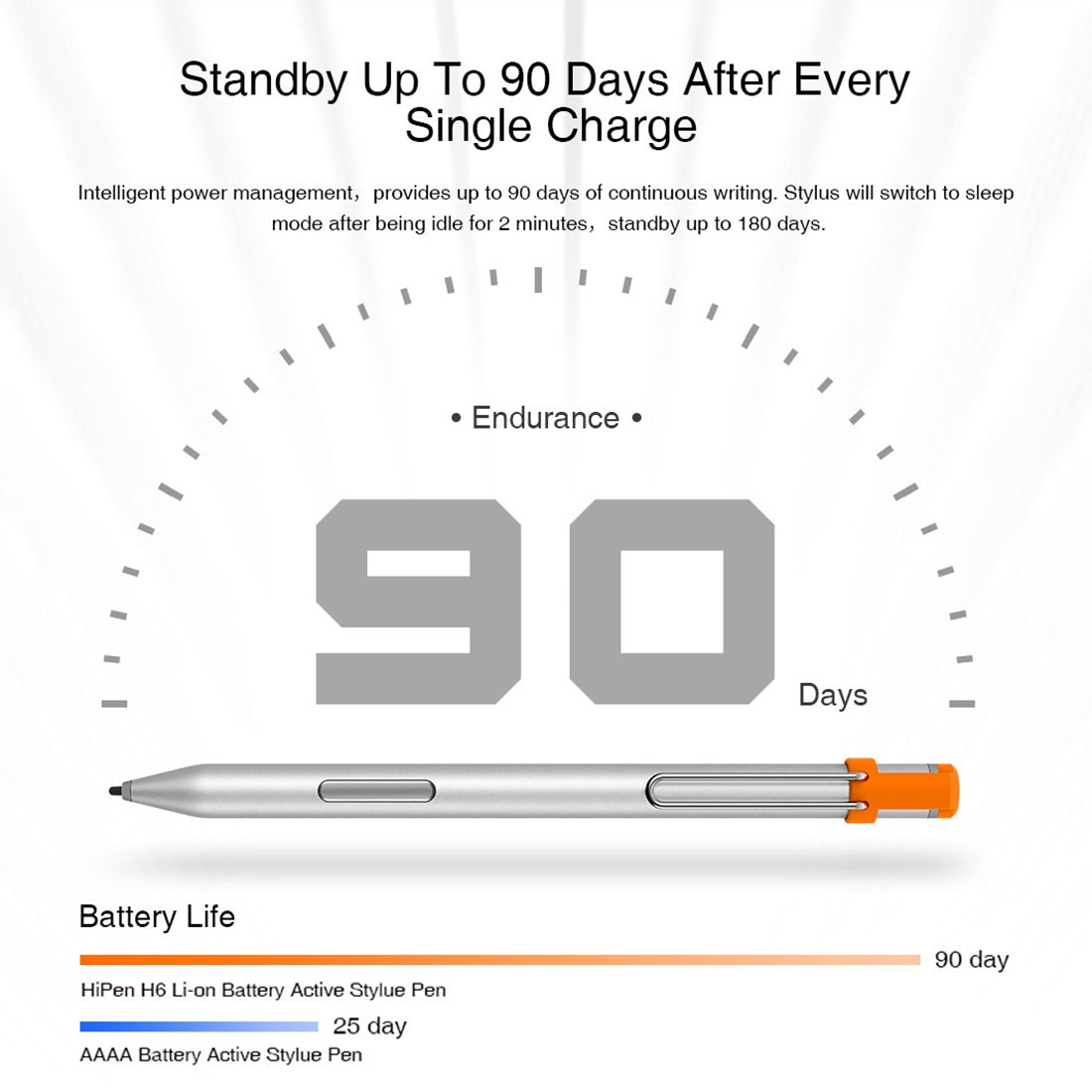 CHUWI HiPen H6 4096 Pressure Levels Sensitivity Metal Body Stylus Pen for Surpad /Ubook Pro / New UBOOK / New Hi10 X / Hi10 XR / Hi10 Go (WMC0436, WMC0273, WMC0372, WMC0374, WMC7273, WMC0409, WMC1410)(Silver)