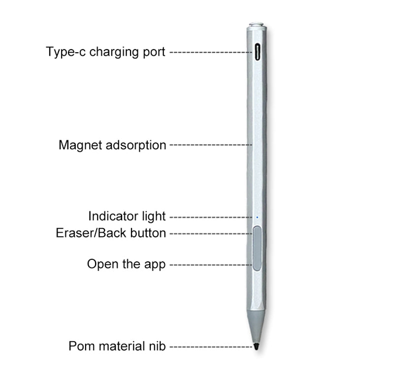 WR19 4096 USB-C/Type-C Pressure-Sensitive Stylus Pen(Silver)
