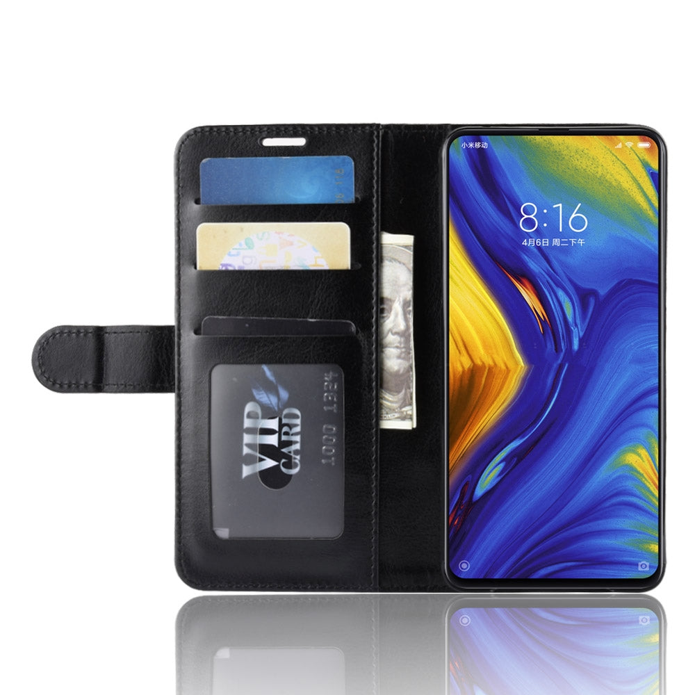 R64 Texture Single Fold Horizontal Flip Leather Case for Xiaomi Mi Mix 3, with Holder & Card Slots & Wallet (Black)
