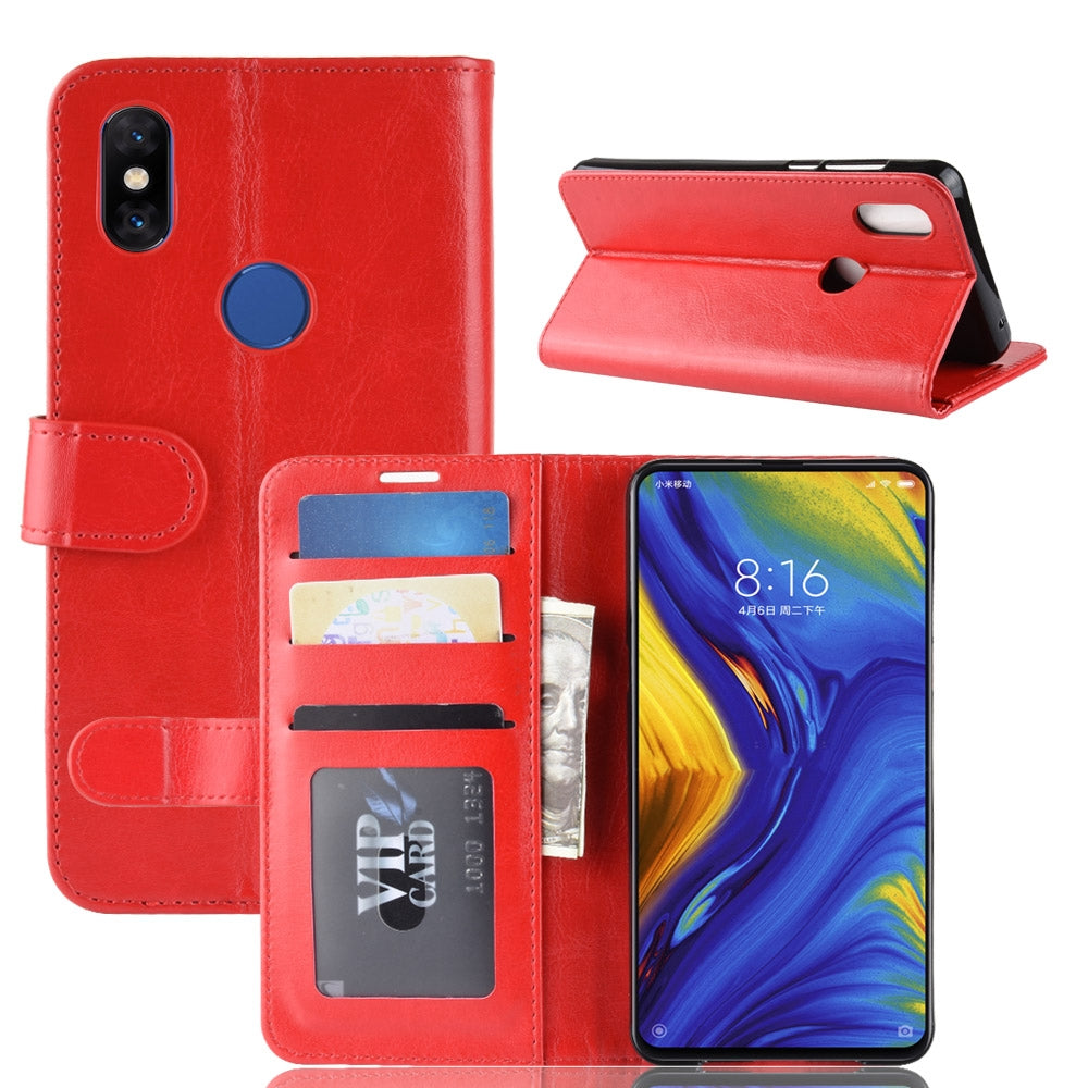 R64 Texture Single Fold Horizontal Flip Leather Case for Xiaomi Mi Mix 3, with Holder & Card Slots & Wallet (Red)