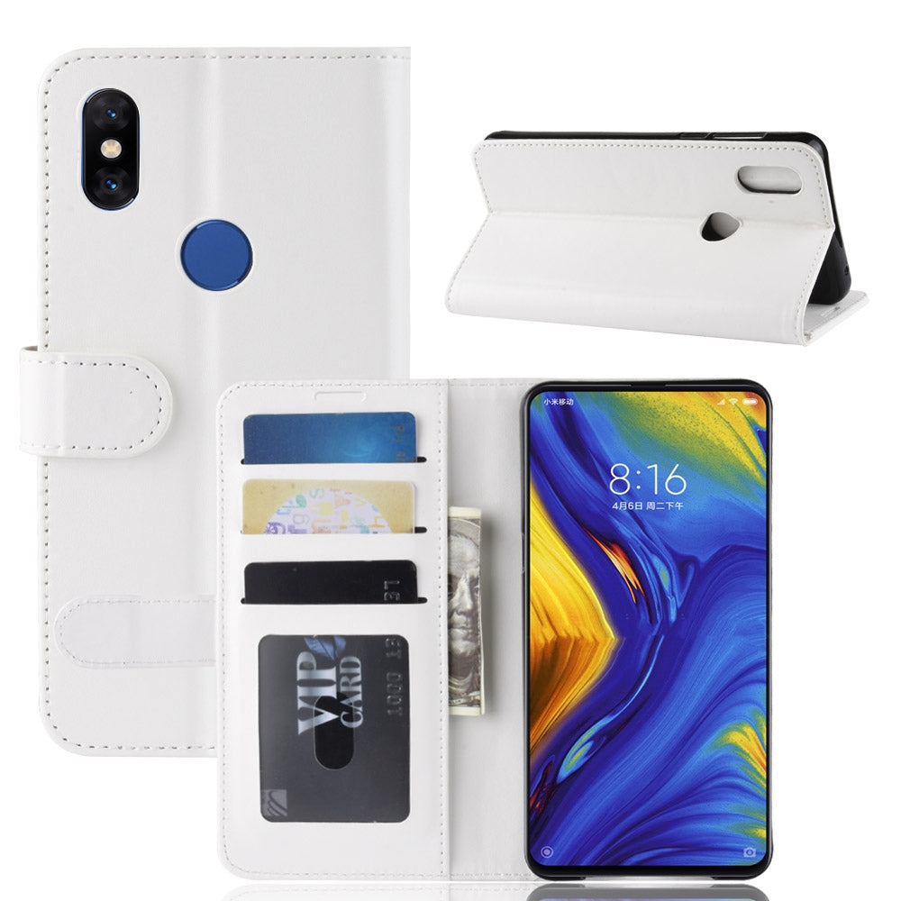 R64 Texture Single Fold Horizontal Flip Leather Case for Xiaomi Mi Mix 3, with Holder & Card Slots & Wallet (White)