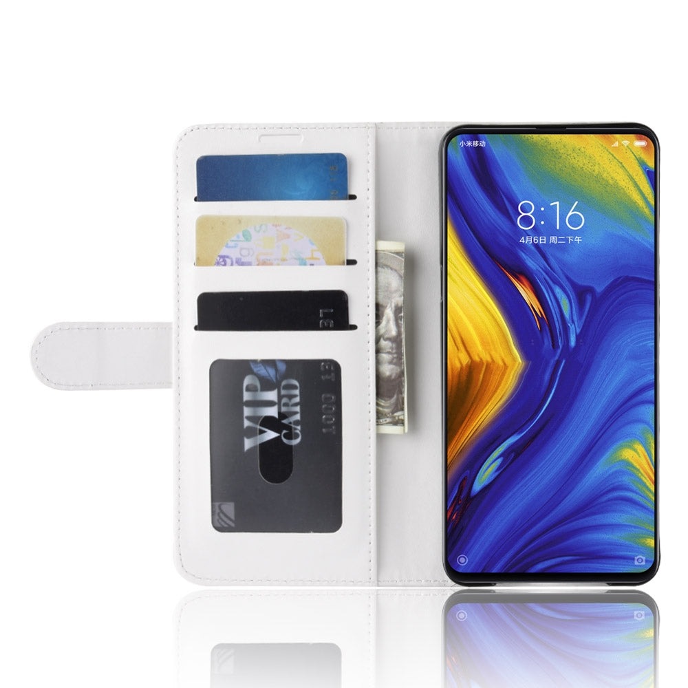 R64 Texture Single Fold Horizontal Flip Leather Case for Xiaomi Mi Mix 3, with Holder & Card Slots & Wallet (White)