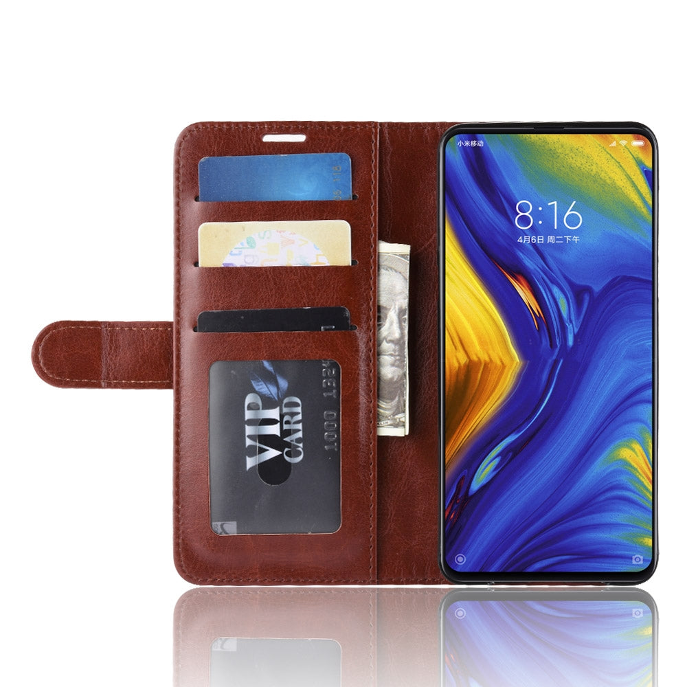 R64 Texture Single Fold Horizontal Flip Leather Case for Xiaomi Mi Mix 3, with Holder & Card Slots & Wallet (Brown)