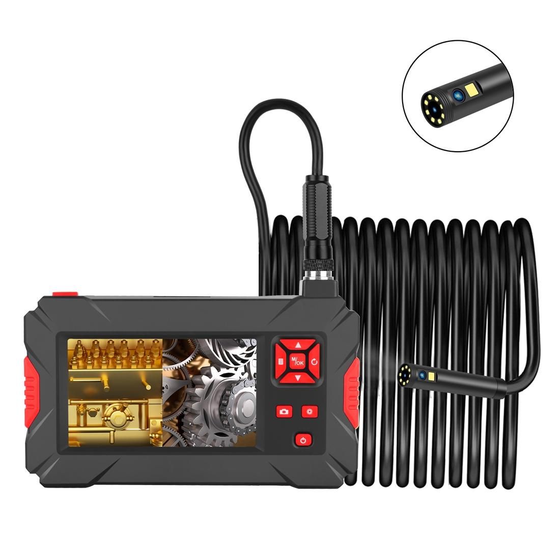 P30 8mm 1080P IP68 Waterproof 4.3 inch Screen Dual Camera Digital Endoscope, Length:5m Hard Cable (Black)