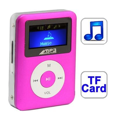 TF Card Slot MP3 Player with LCD Screen, Speaker (Magenta)