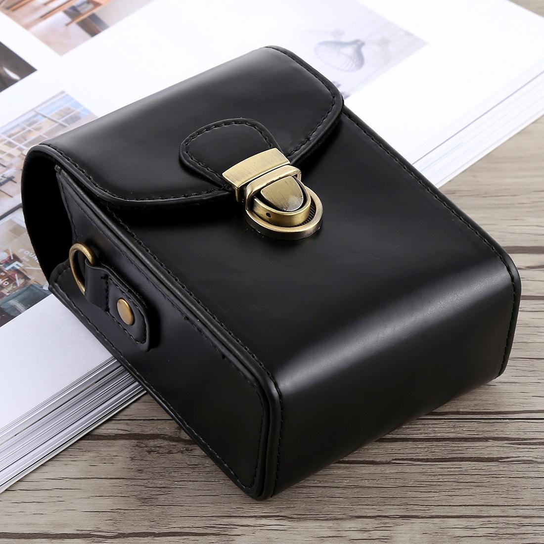 Full Body Camera Buckle Lock PU Leather Case Bag with Hand Strap & Neck Strap for Canon G7X II / G9X Mark II, Sony RX100 / M2 (Black)
