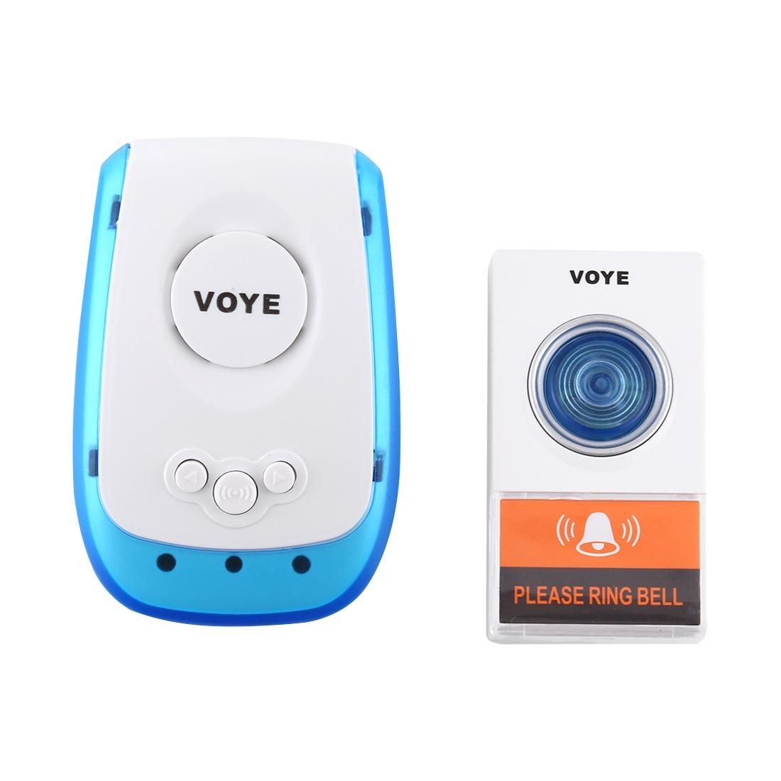 VOYE V009A Home Music Remote Control Wireless Doorbell with 38 Polyphony Sounds, US Plug (White)