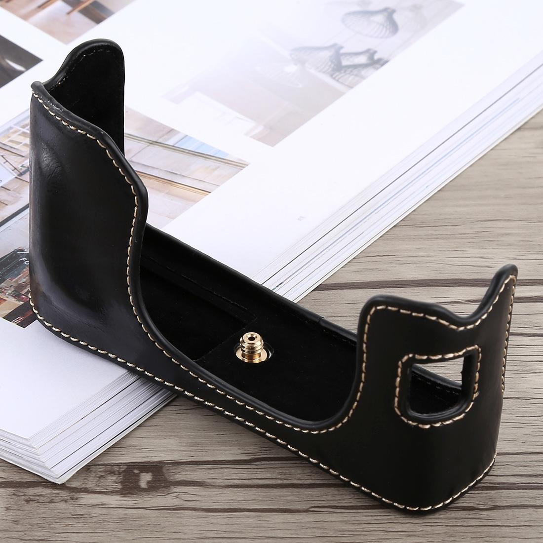 1/4 inch Thread PU Leather Camera Half Case Base for FUJIFILM X100F (Brown)