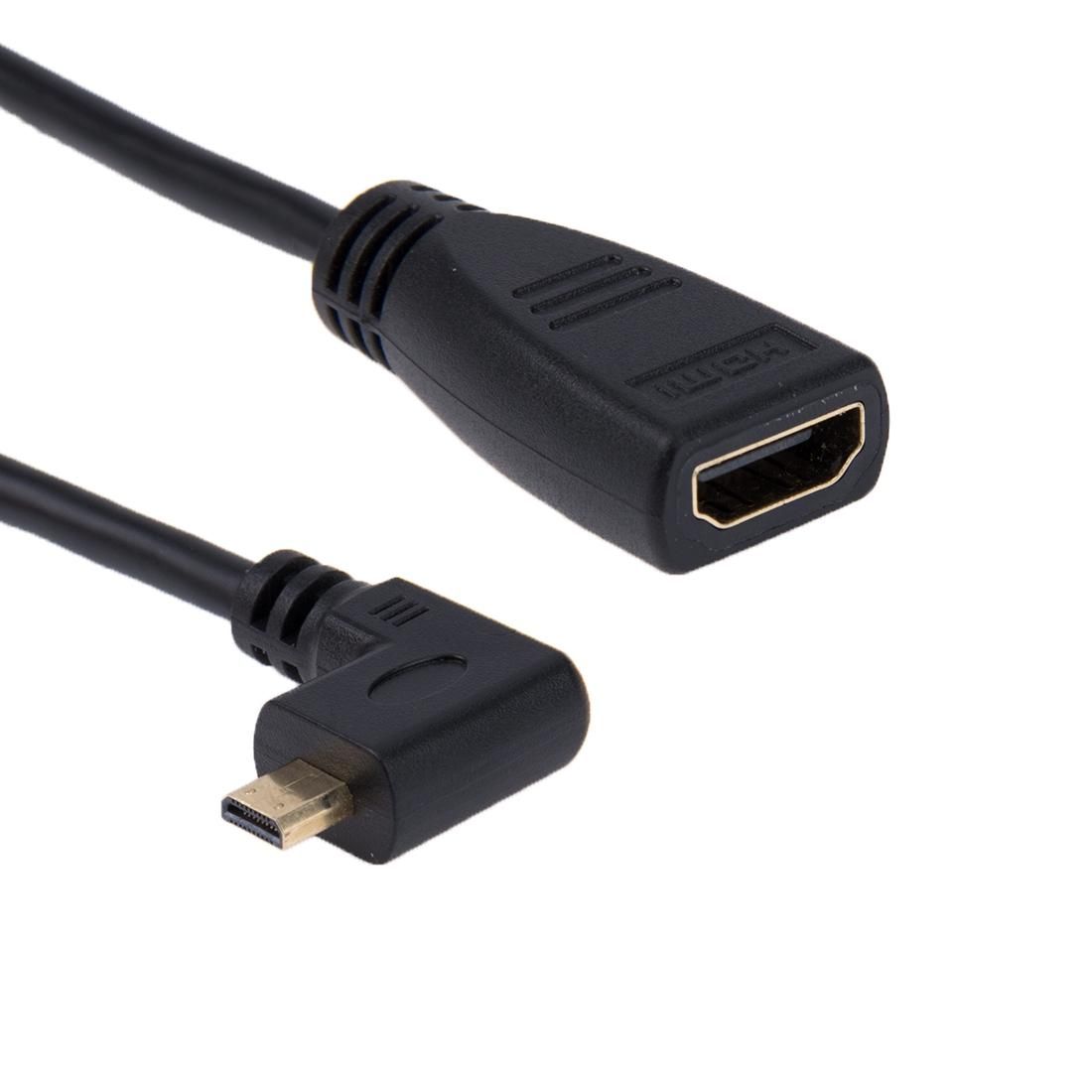 19cm 90 Degree Micro HDMI Left-toward Male to HDMI Female Cable Adapter (Black)