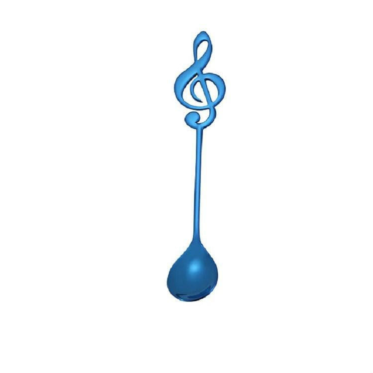 2 PCS Creative Musical Note Spoon Coffee Stirring Scoop Stainless Steel Titanium Music Bar Spoon Gift Spoon (Blue)