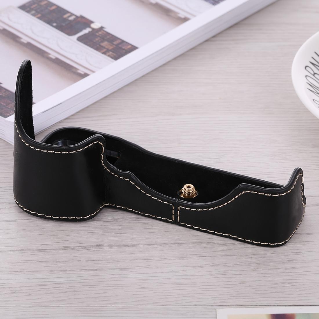 1/4 inch Thread PU Leather Camera Half Case Base for Sony ILCE-A9 / A9 / A7RIII (Brown)