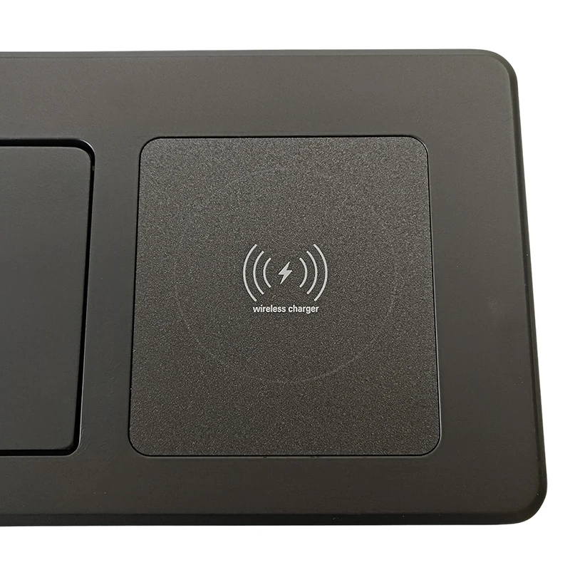 Desktop pop up Socket 2 EU plug with USB A&C charging with Wireless charging with 1.8m power cable