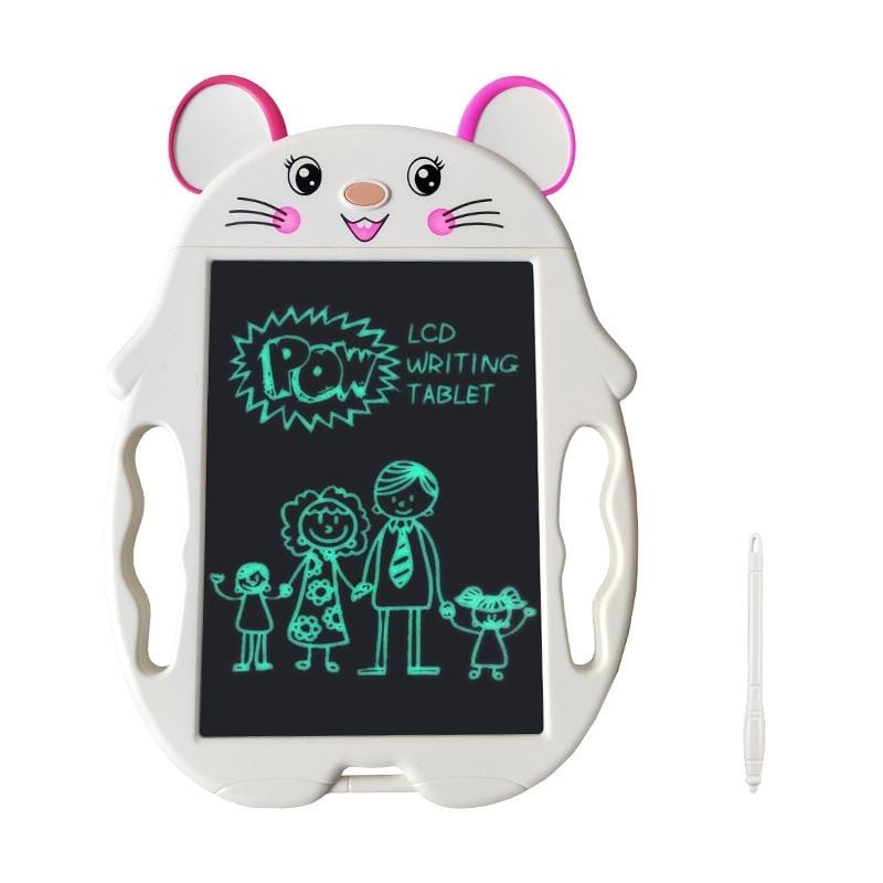 9 inch Children Cartoon Handwriting Board LCD Electronic Writing Board, Size:Monochrome Screen (Cute Mouse White)