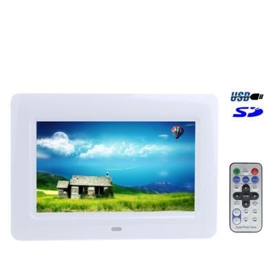 7 inch TFT LCD Digital Photo Frame with Remote Control, Support USB / SD / MS /MMC Card Input (White)