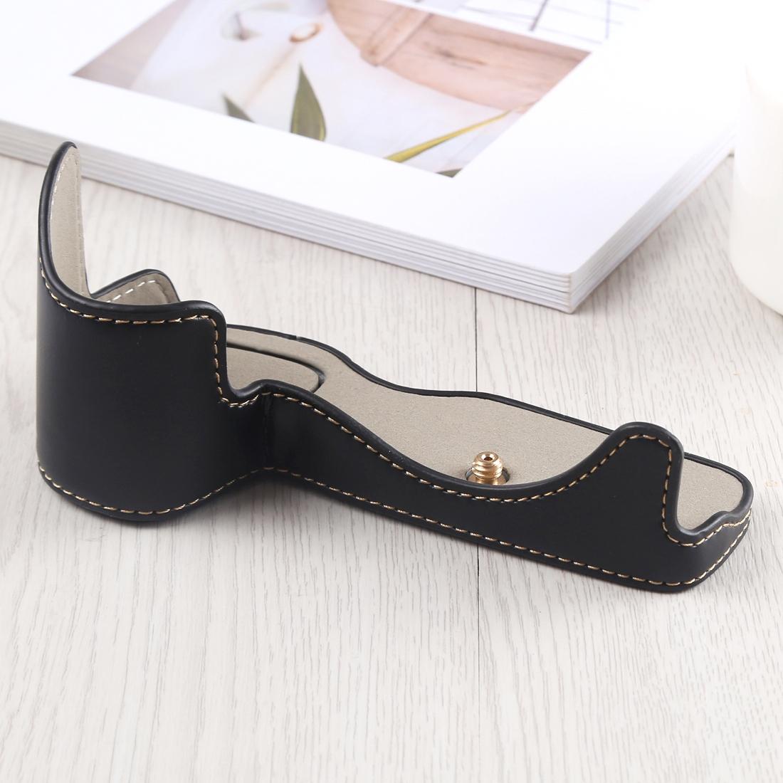 1/4 inch Thread PU Leather Camera Half Case Base for Canon EOS R (Black)