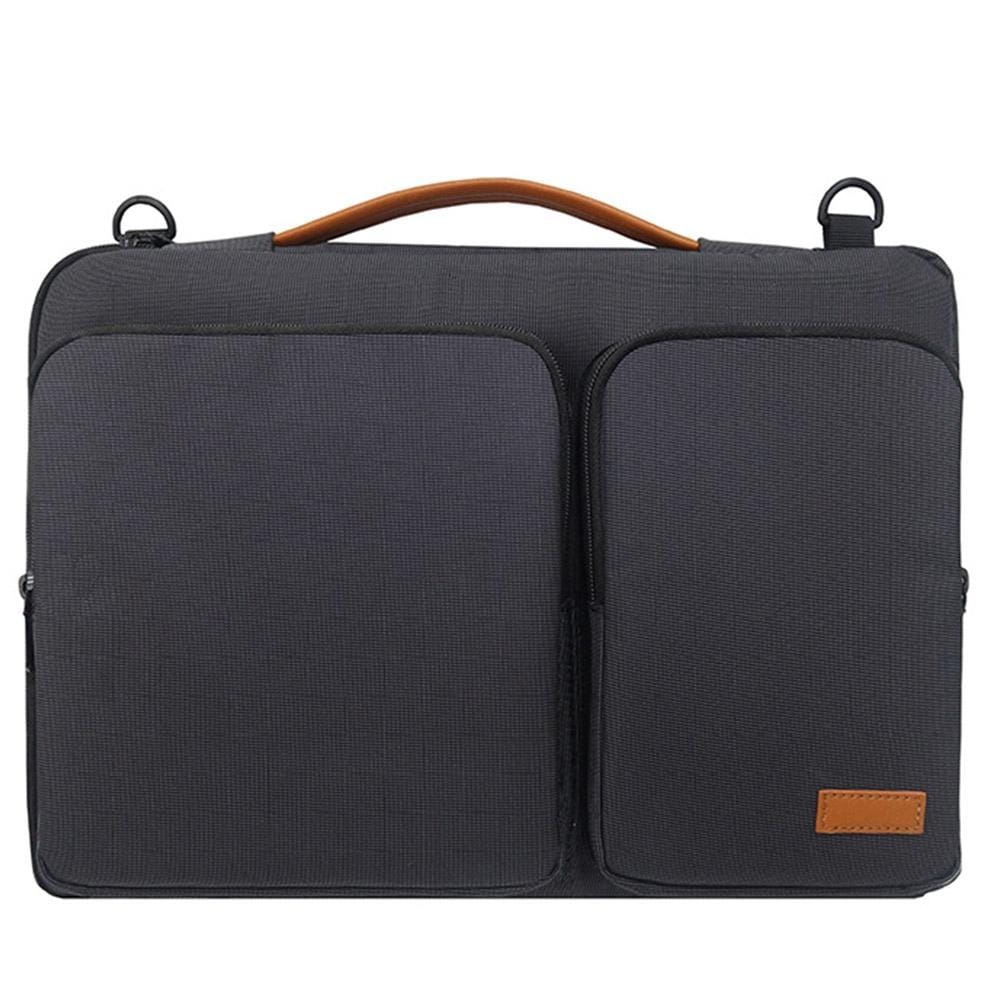 Nylon Waterproof Laptop Handbag Bag for 13-14 inch Laptops with Trunk Trolley Strap (Black)