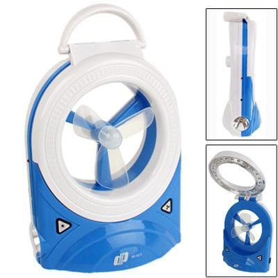 XF-5890 Mini 2 in 1 Ultra-low Power & Strong Wind Electric Table Fan with Switch and 2-mode LED Lights (Blue)