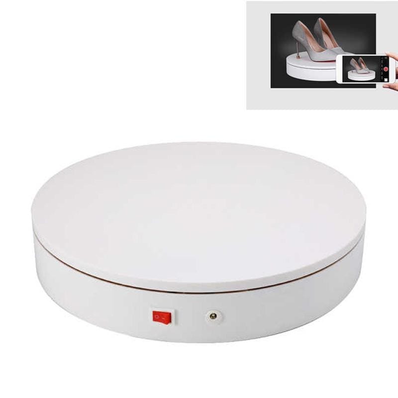 20cm Knob Adjusting Speed 360 Degree Electric Rotating Turntable Display Stand Video Shooting Props Turntable for Photography, Load 20kg, US Plug (White)