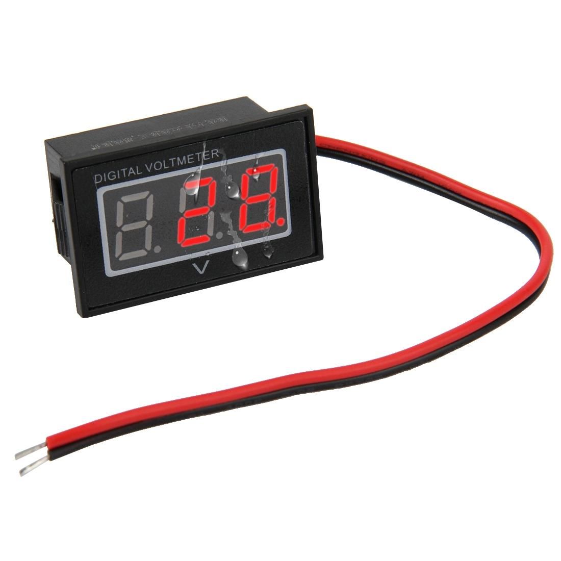 V40D 2 Wires Green Light Display Mini Waterproof IPX4 Digital Voltage Meter, Measure Voltage: DC 2.5-30V (Style3)