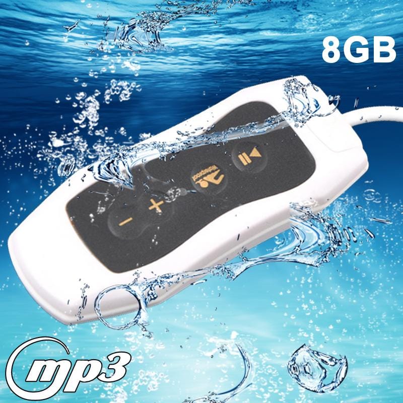 8GB Waterproof Maximun Functional Depth 10M/32.8ft MP3 Player with FM Radio & Belt Clamp (White)