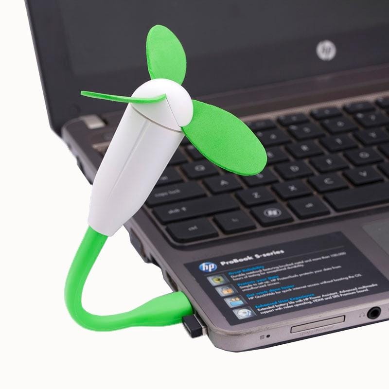 Flexible Mini Portable Bamboo Dragonfly Flexible USB Powered 3-Blade USB Fan (Green)