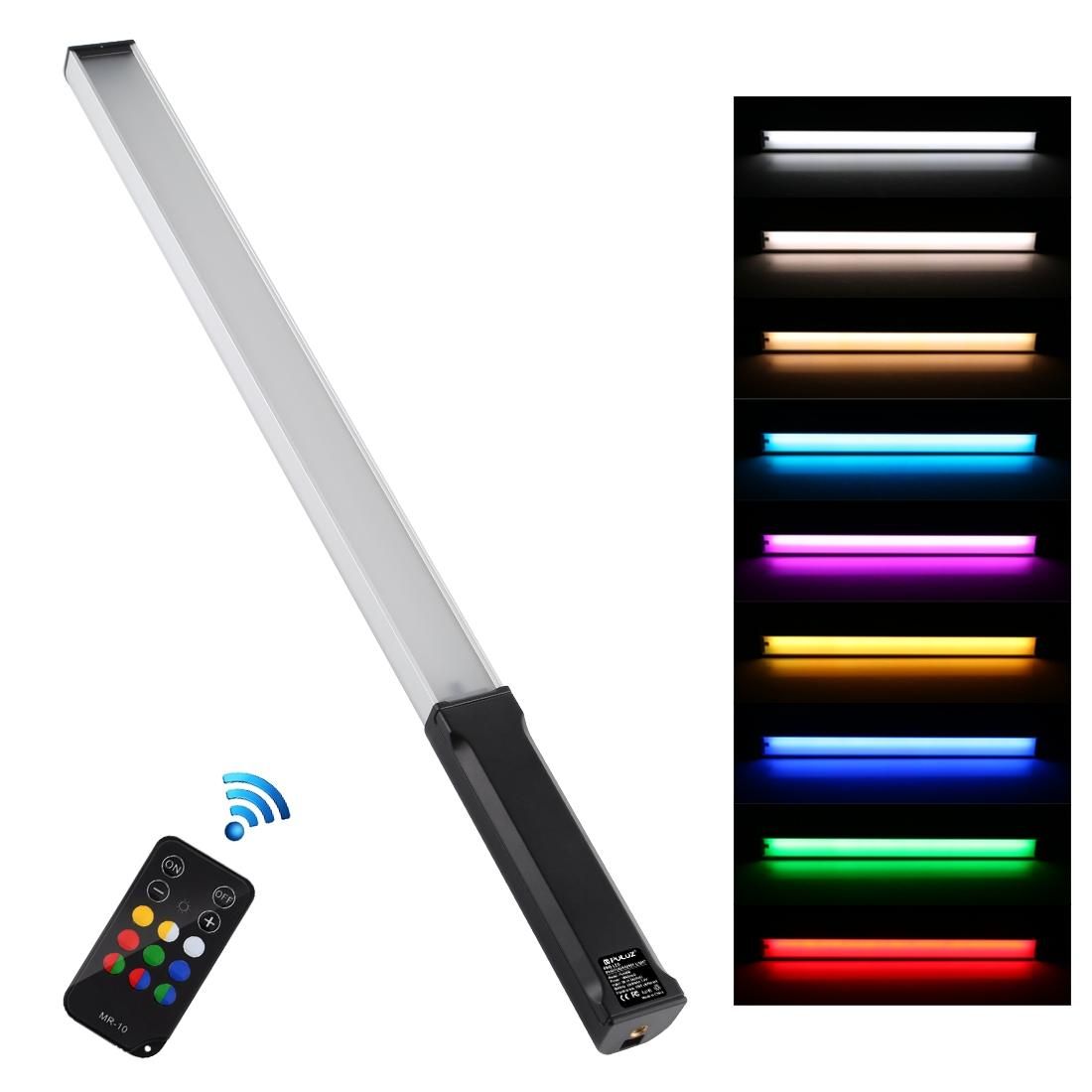 PULUZ RGB Colorful Photo LED Stick Adjustable Color Temperature Handheld LED Fill Light with Remote Control (Black)