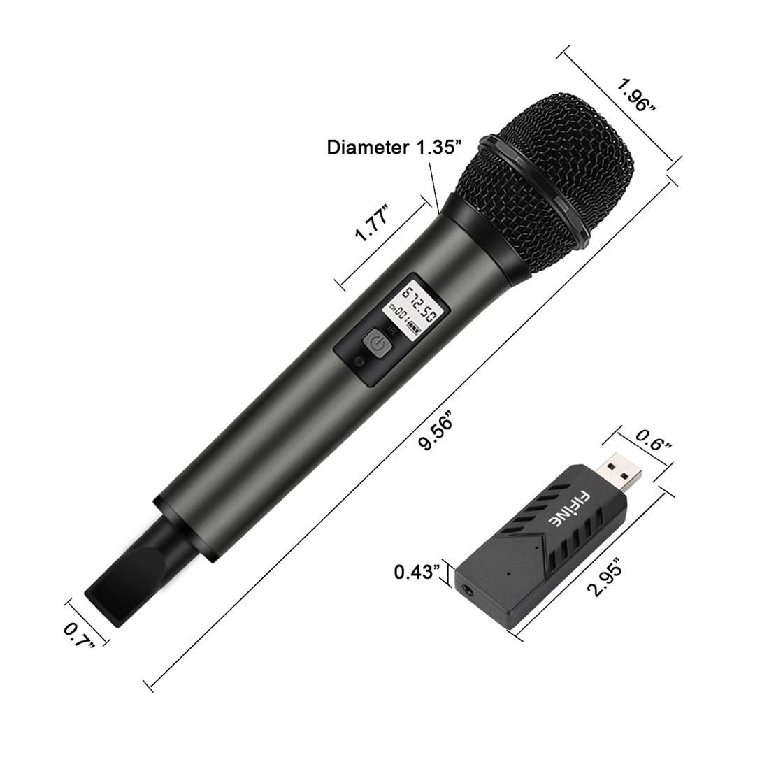 FIFINE K034 UHF Segment Selectable 25-channel USB Wireless Audio Microphone for Live Broadcast, Show, KTV, etc, Compatible with Notebook, PC, Speaker, Headphone, iPad, iPhone, Galaxy, Huawei, Xiaomi, LG, HTC and Other Smart Phones