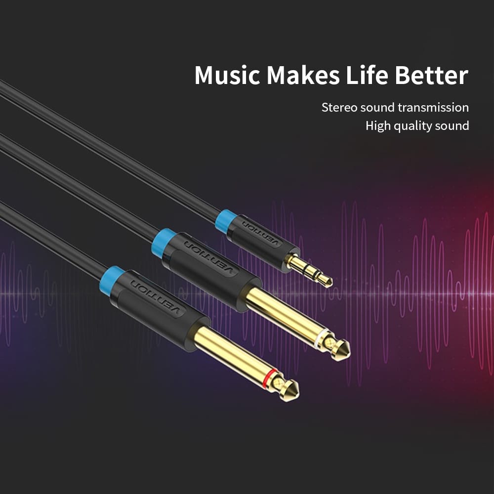 VENTION 3.5mm to Dual 6.5mm Audio Cable 3.5mm Male AUX to - 2m