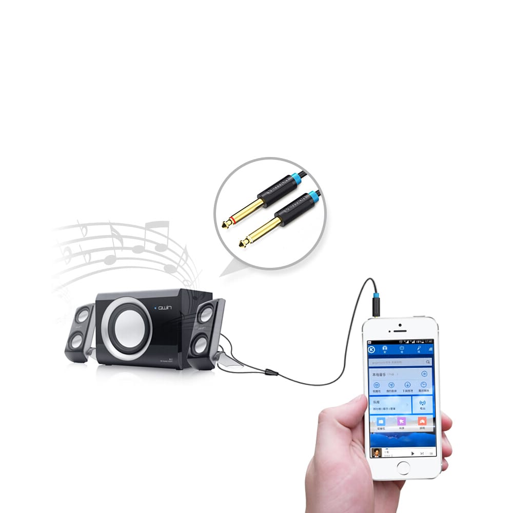 VENTION 3.5mm to Dual 6.5mm Audio Cable 3.5mm Male AUX to - 5m