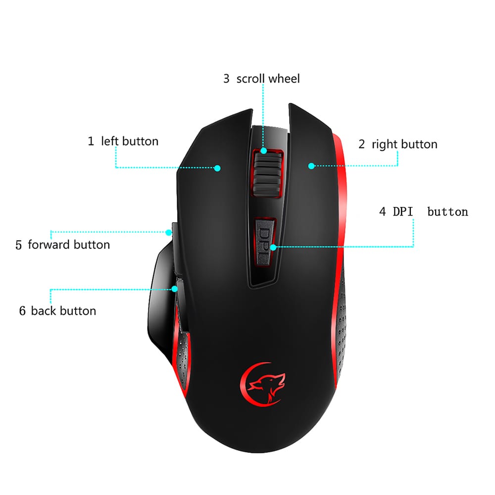 G821 Gaming Mouse Wireless Mouse Adjustable 2400DPI Optical
