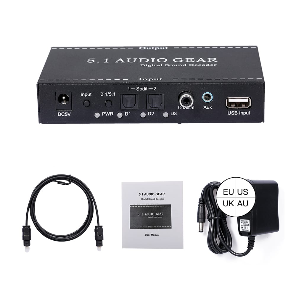 NK-A6L 5.1 Audio Gear Digital Sound Decoder Audio Converter - US Plug