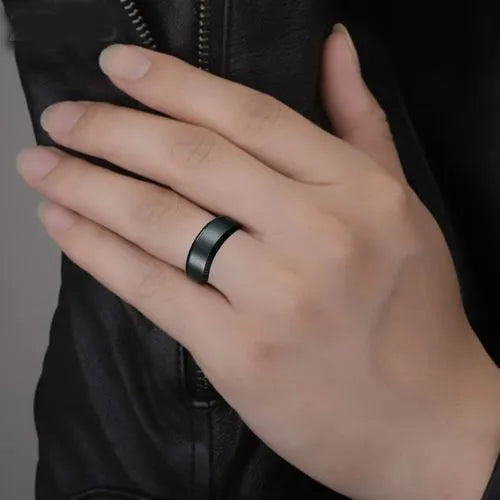 2 PCS Ring Men Titanium Black, Ring Size:12(Black)