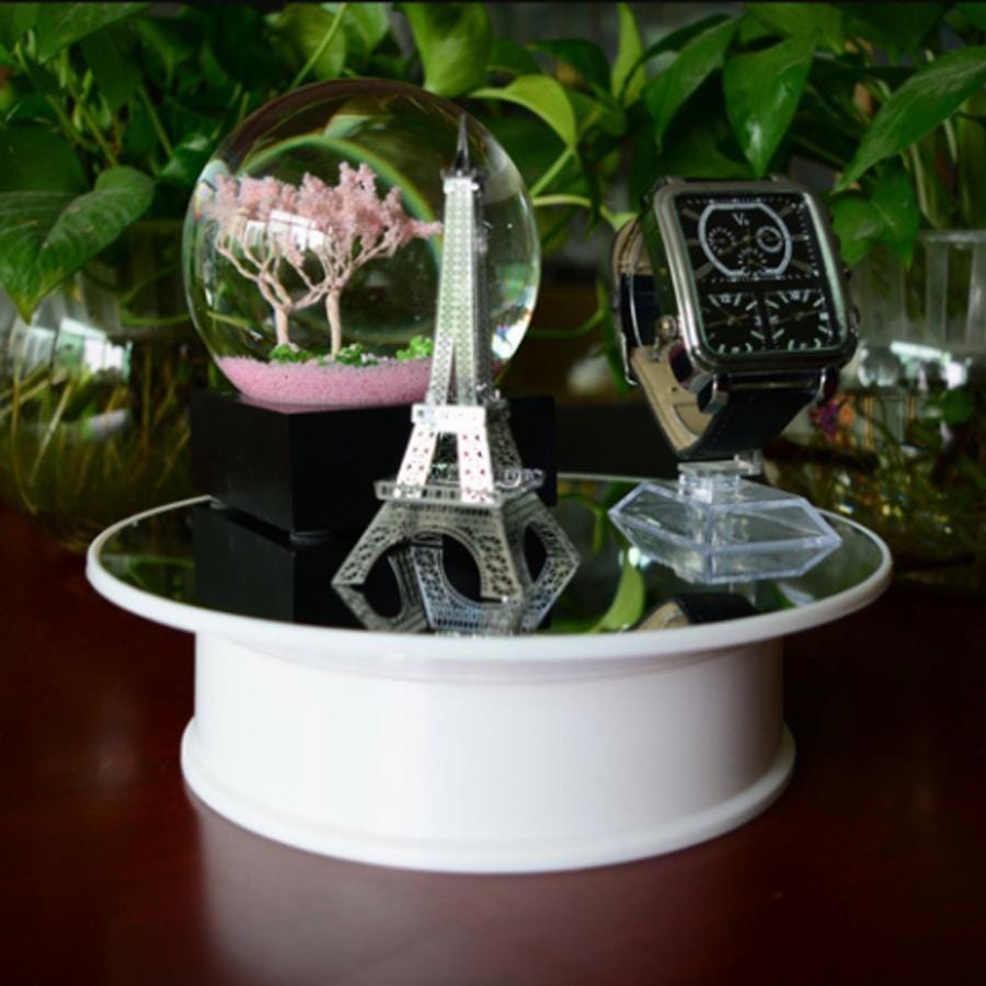 30cm 360 Degree Electric Rotating Turntable Display Stand Mirror Top Video Shooting Props Turntable for Photography, Max Load 4kg (White)