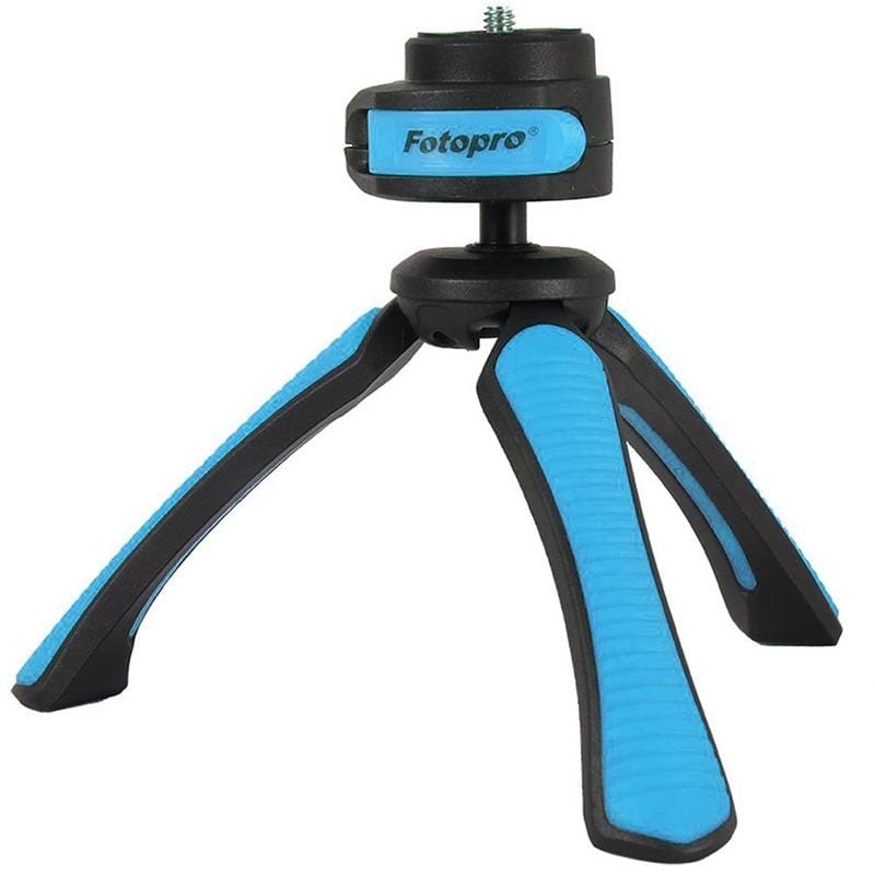 Fotopro SY-310 Adjustable 123mm-167mm 1.5kg Burden 1/4 inch Screw Portable Mini Tripod Holder Stand Mount with Protective Cover & Sling for Mobile Phone & GoPro & Card Machine & Micro DSLR Digital Camera (Blue)