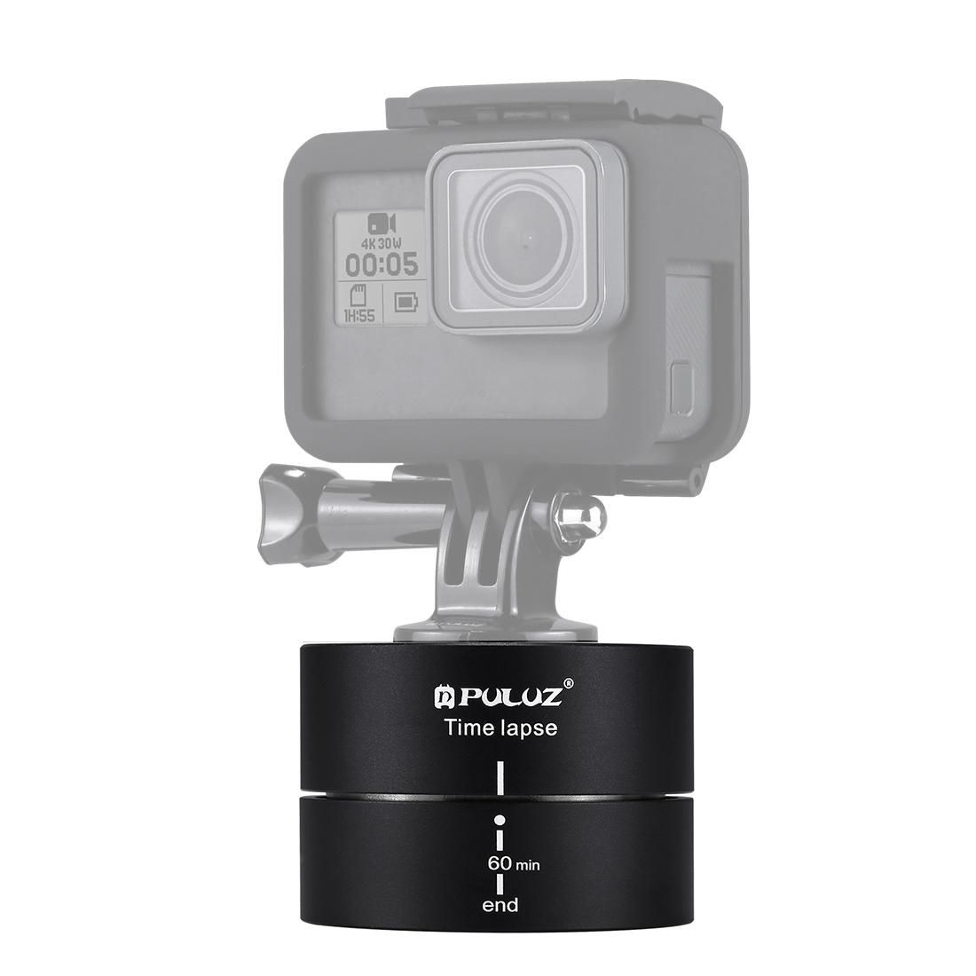 PULUZ 360 Degrees Panning Rotation 60 Minutes Time Lapse Stabilizer Tripod Head Adapter for GoPro HERO9 Black / HERO8 Black / HERO7 /6 /5 /5 Session /4 Session /4 /3+ /3 /2 /1, Xiaoyi and Other Action Cameras